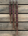 Tooled Red and Purple Leather Beaded Dog Collar