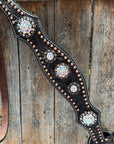 Dark Oil Floral Copper Dot AB One Ear / Breastcollar Tack Set