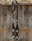 Flower Power Antique Silver and Turquoise One Ear Headstall & Breastcollar Tack Set