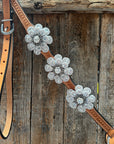 Light Oil Basketweave Tear Drop Flower Clear One Ear Tack Set