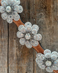 Light Oil Basketweave Tear Drop Flower Clear One Ear Tack Set