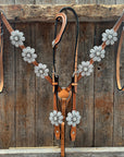Light Oil Basketweave Tear Drop Flower Clear One Ear Tack Set