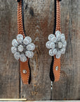 Light Oil Basketweave Tear Drop Flower Clear One Ear Tack Set