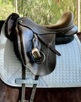 European Cotton Dressage Saddle Pad - Light Blue with Crystals & Light Blue/Silver Twisted Rope Trim
