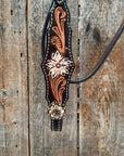 Triple Tone Floral Ruby, Jet and Champagne Browband - Triangle / Gladiator Breastcollar Tack Set