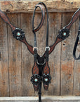 Teal Diamond Turquoise and Clear One Ear - Breastcollar Tack Set