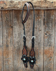 Teal Diamond Turquoise and Clear One Ear - Breastcollar Tack Set