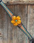 Multi Flower Gardenia & Turquoise One Ear - Breastcollar Tack Set