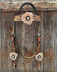 Floral Whipstitch Champagne and Clear Browband - Triangle / Gladiator Breastcollar Tack Set