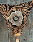 Floral Whipstitch Champagne and Clear Browband - Triangle / Gladiator Breastcollar Tack Set