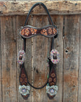 Flower Power Fuchsia, AB and Lilac Browband Headstall & Breastcollar Tack Set