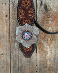 Flower Power Fuchsia, AB and Lilac Browband Headstall & Breastcollar Tack Set