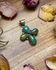 Sterling Silver Green Turquoise Cross Pendant