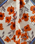 35X35" Orange and Blue Floral Wild Rag / Scarf WR3426