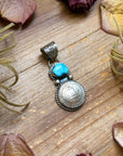 Sterling Silver Coin & Golden Hill Turquoise Pendant – Artist Gilbert Nez