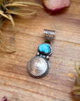 Sterling Silver Coin & Golden Hill Turquoise Pendant – Artist Gilbert Nez