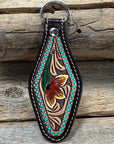 Floral Leather Hand Painted Key Chain