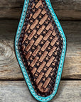 Leather Hand Painted Basketweave Key Chain