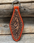 Two Tone Leather Hand Painted Key Chain