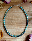 Turquoise Blue Rondelle Necklace – 15” – 8 mm & 10 mm Beads