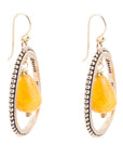 Inline Orange Jade Drop Golden Earrings