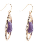 Inline Purple Jade Drop Golden Earrings