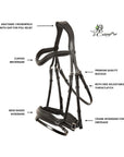 ExionPro 'Leo' Classic Dressage Bridle with Reins