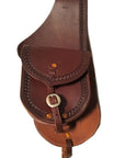 Premium Leather Saddle Bag with Hand Stamped Border- 7"