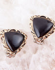 Jacquard Black Onyx Golden Earrings