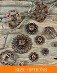 Copper Jet - Champagne - Topaz - Crystal Conchos Sizes from 1"-3" and Buckles