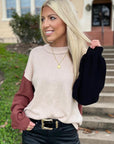 Aspen Bishop Sleeve Ribbed Trim Sweater