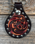 Floral Studded Leather Key Chain