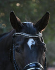 The Harlow Black Patent Snaffle Bridle with Removable Flash