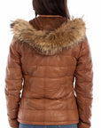 Ladies Leather Puffy Jacket - L1129