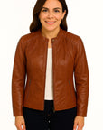 Zip Front Leather Jacket - L1168