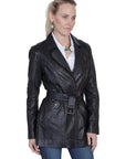 Belted Thigh Length Coat - L330
