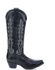 L6282 - WOMEN'S EMBOIDERY BLACK SNIP TOE CIRCLE G COWBOY BOOT