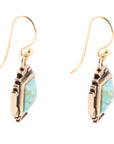 Blue Turquoise Golden Aztec Earrings