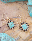 Blue Turquoise Golden Aztec Earrings