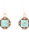 Blue Turquoise Golden Aztec Earrings