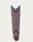 A4698 - WOMEN'S BLUE AND YELLOW EMBROIDERY LUMINESCENT DARK PINK TALL TOP SNIP TOE COWBOY BOOT