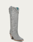 Z5378 - WOMEN'S CRYSTALS AND FALSE PEARLS TALL TOP SILVER POINTED TOE COWBOY BOOT
