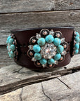 Turquoise and Clear Leather Bracelet LB100