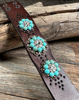 Turquoise and Clear Leather Bracelet LB100