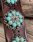 Turquoise and Clear Leather Bracelet LB100
