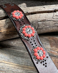 Coral and Clear Leather Bracelet LB101