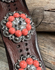 Coral and Clear Leather Bracelet LB101
