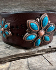 Turquoise Flower Leather Bracelet LB102