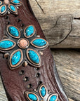 Turquoise Flower Leather Bracelet LB102