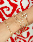 Gold Rhinestone Geometric 5-pcs Bracelet Set